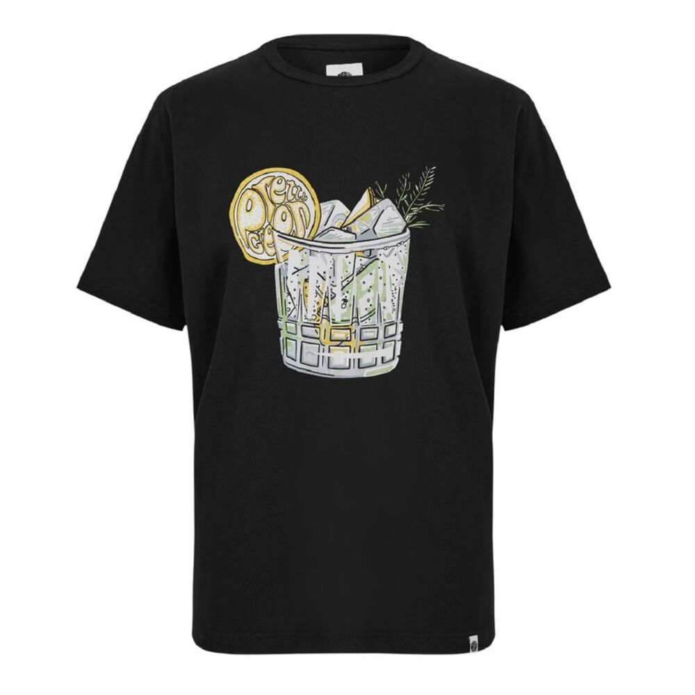 Pretty Green Mens Gin And Tonic Graphic Print T-Shirt / Black